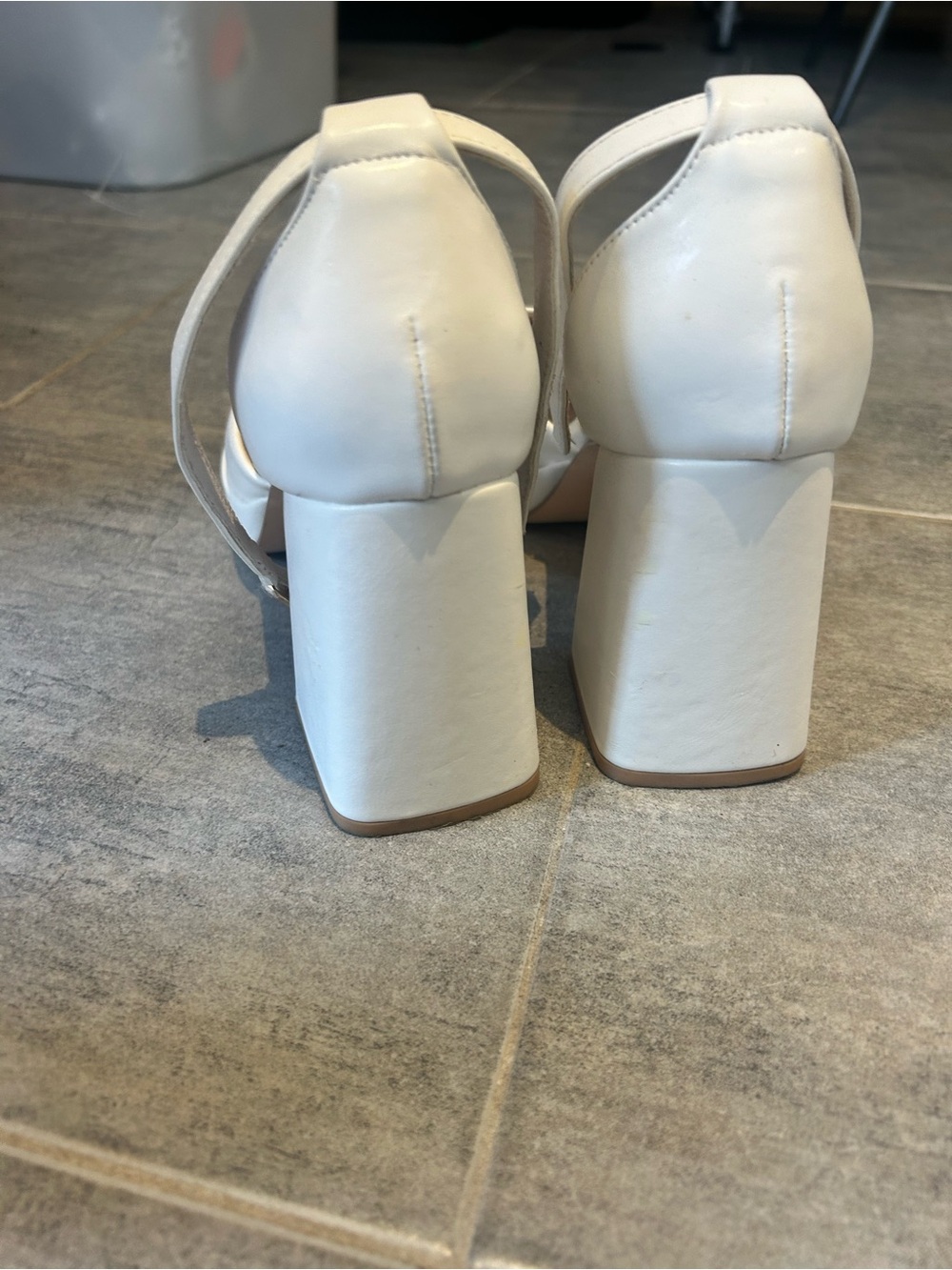 Classic White Platform Mary Jane Heels Bridal Wedding - Picture 3 of 4
